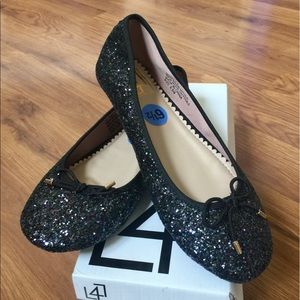 NEW Taffy Black Glitter Flats